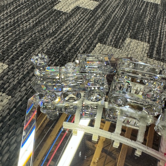 Rare (6) Piece Swarovski Crystal Train Set With Display Mirrored Tracks - Picture 9 of 9
